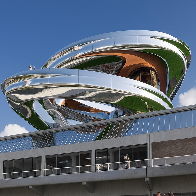 Architecture studio with building model and professional design references