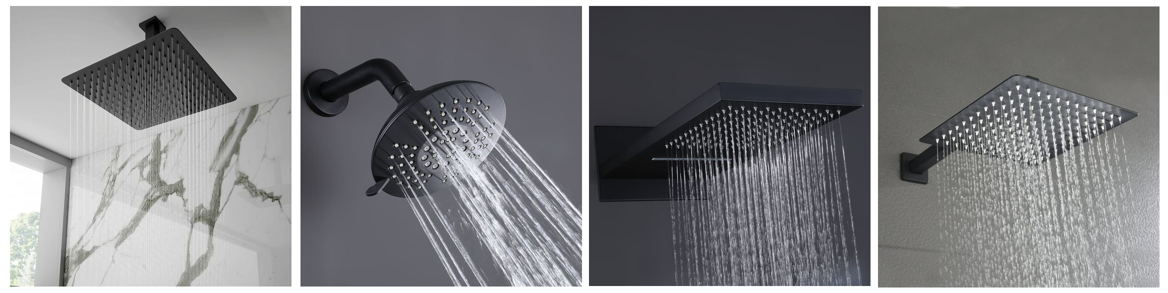 Modern bathroom with matte black shower fixtures and clean neutral finishes