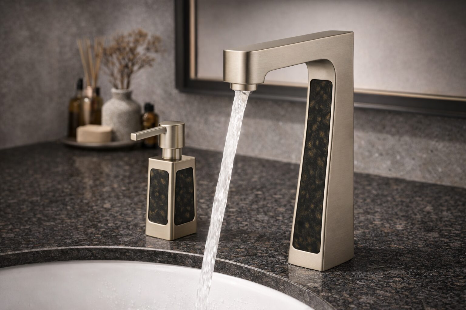 Clean commercial restroom with modern sensor faucets