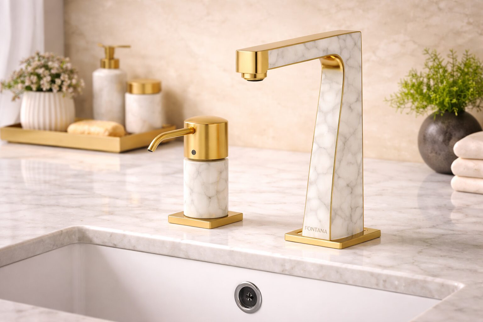 Automatic soap dispenser installed in a modern commercial restroom