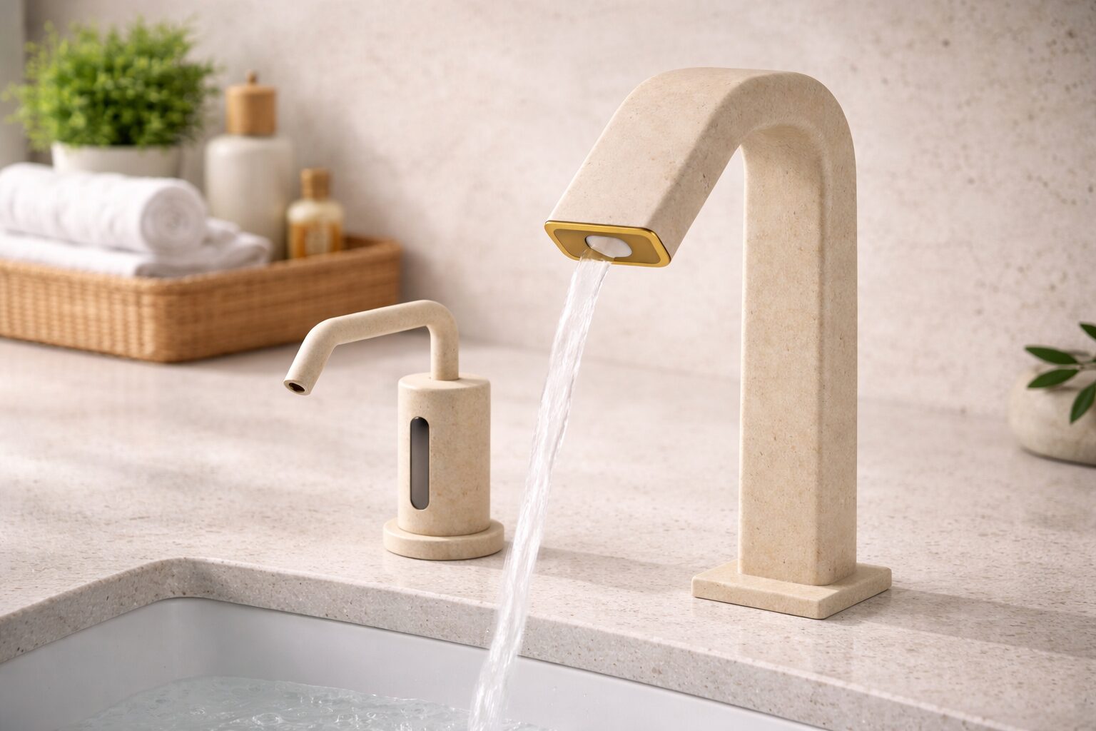 Contemporary luxury bathroom featuring durable premium fixtures and refined modern layout