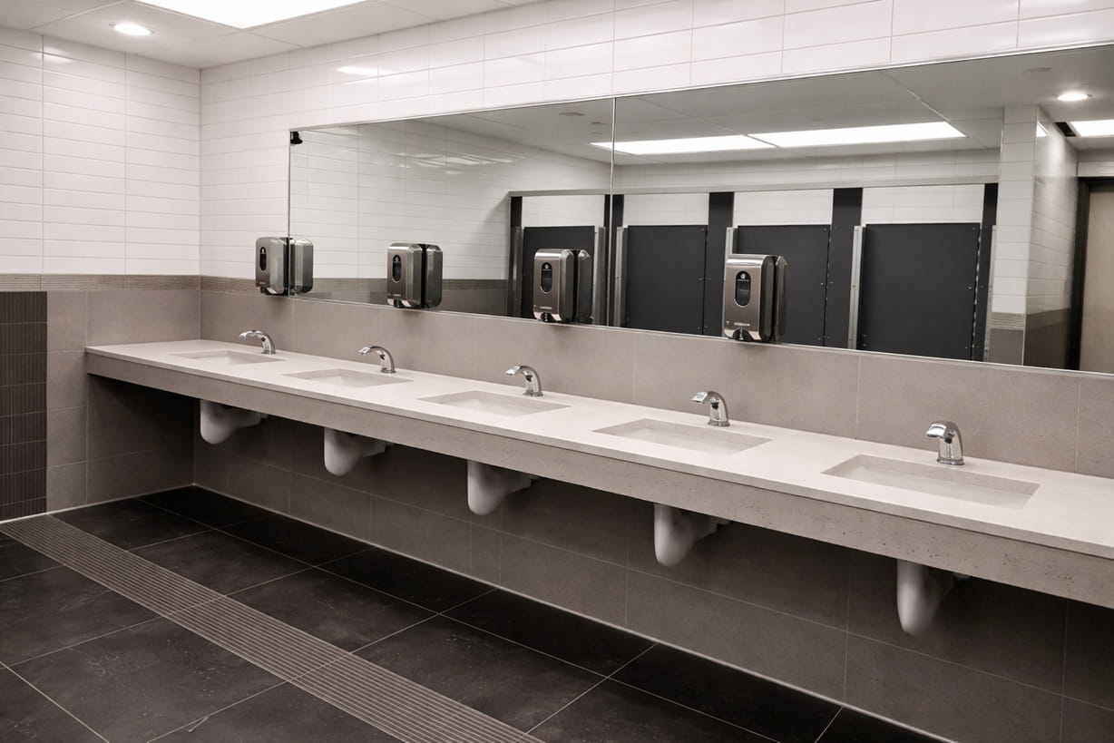 Zurn AquaSense sensor faucet in a high-use commercial restroom