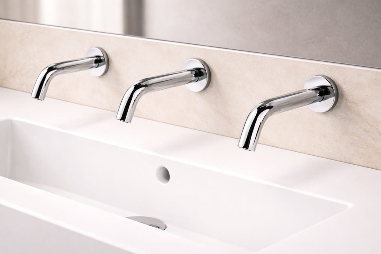 Sloan Optima commercial touchless faucet installed in a public restroom setting