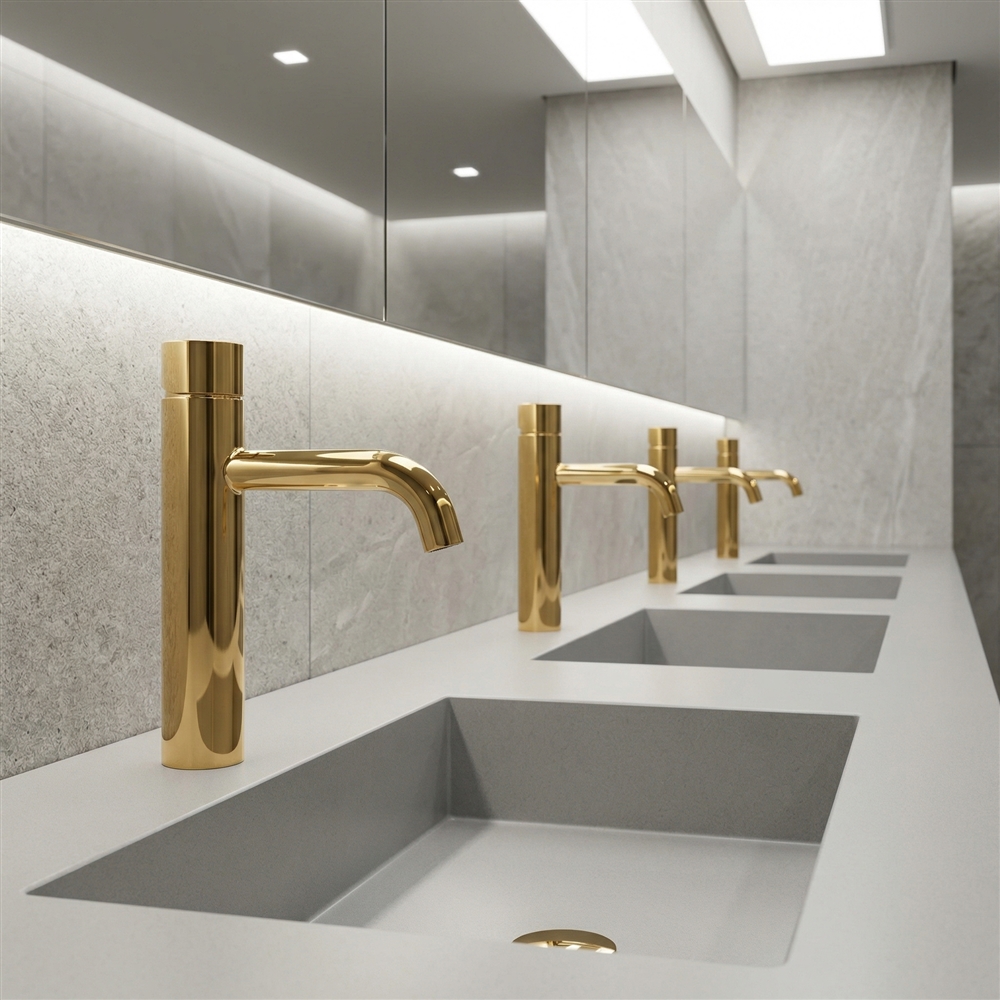 Commercial restroom faucet operating under repeated daily use