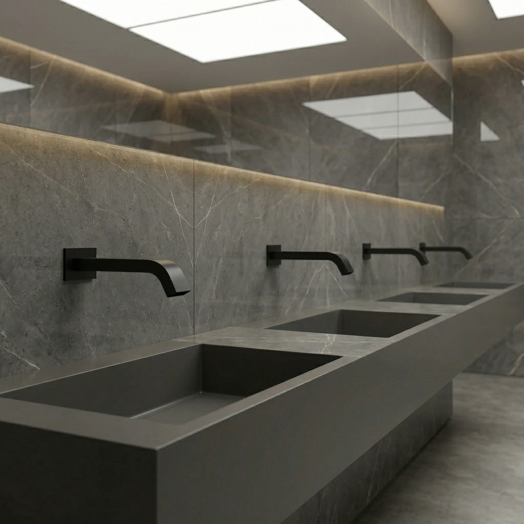 Fontana touchless faucet installed in a high-traffic commercial restroom