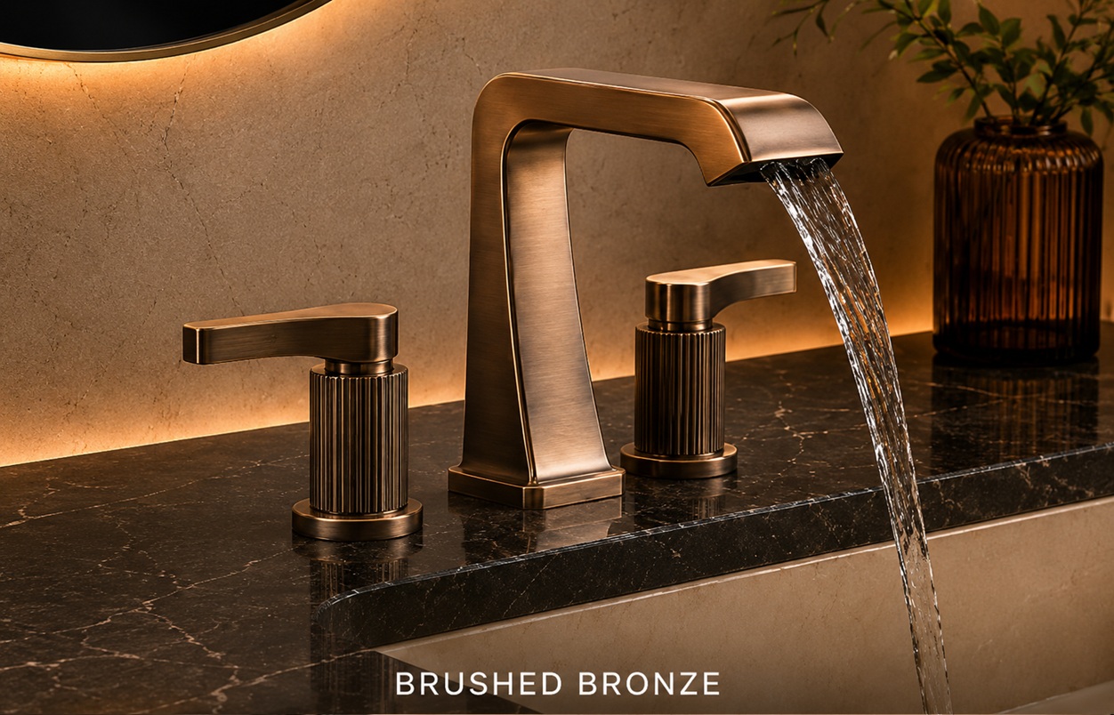 Brushed Bronze Widespread Fontana Faucet