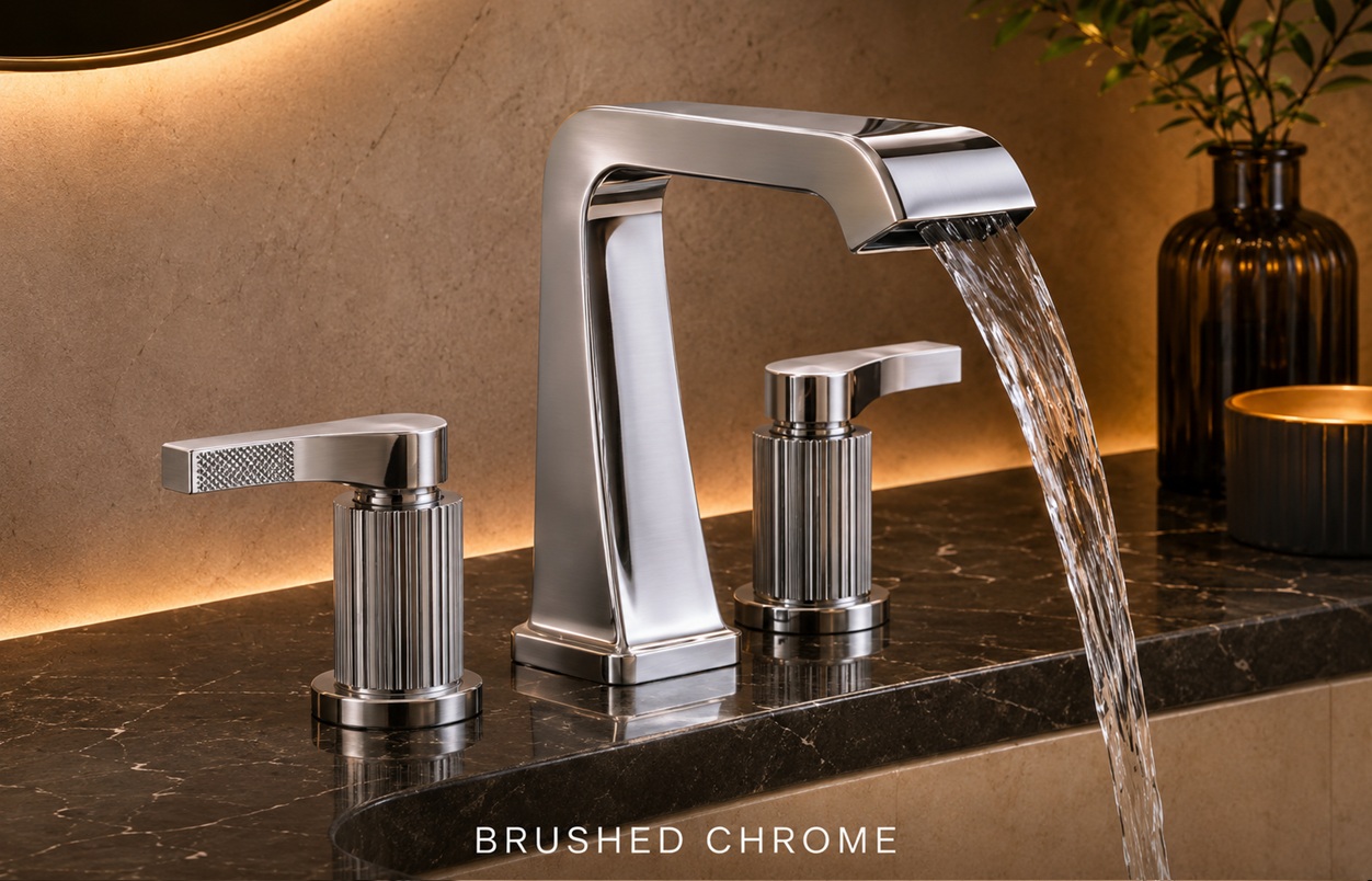 Brushed Chrome Widespread Fontana Faucet