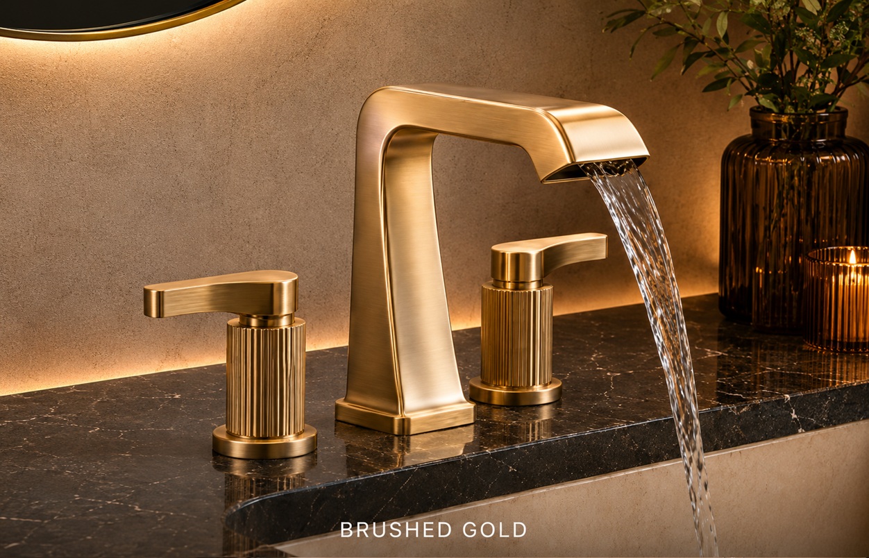 Brushed Gold Widespread Fontana Faucet