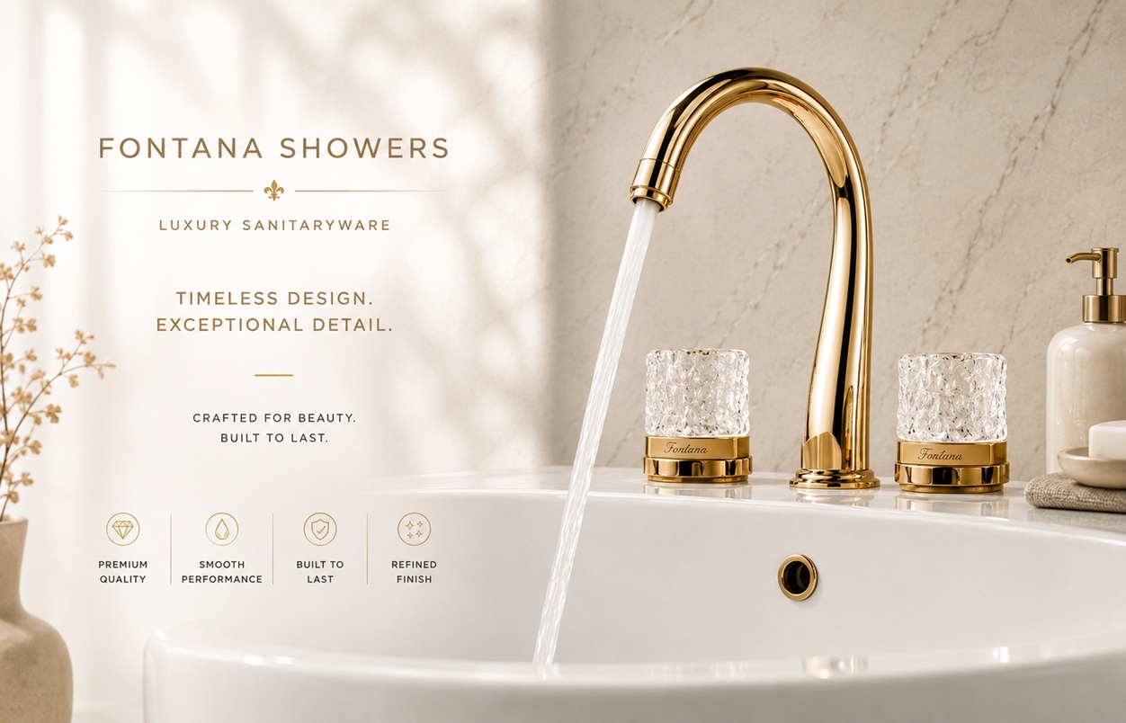 FontanaShowers crystal gold faucet for luxury hospitality design