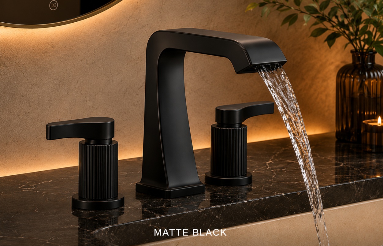 Matte Black Widespread Fontana Faucet