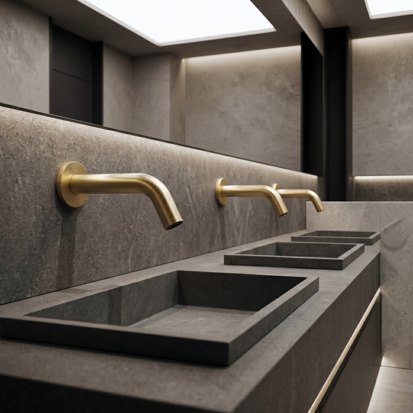 Fontana commercial brushed gold touchless automatic sensor hands free faucet for value focused bathroom fixture specification