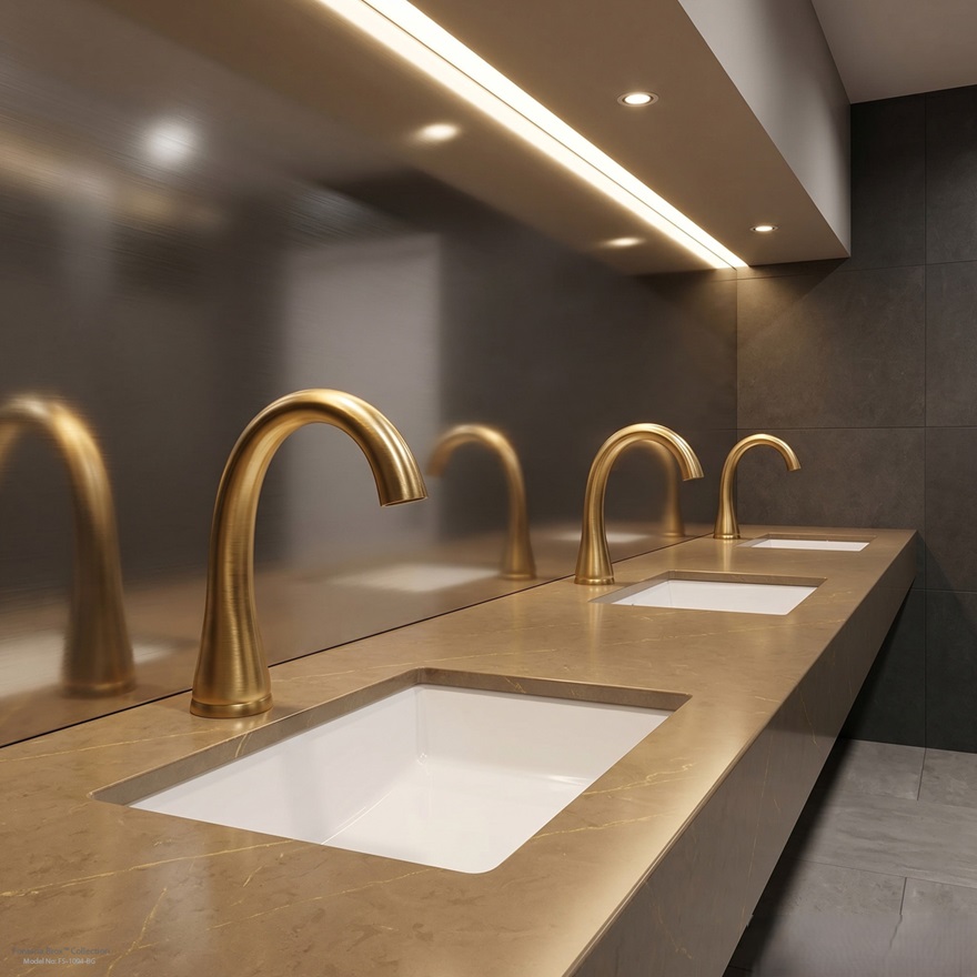 Fontana vessel sink and wall touchless motion sensor faucet set for architects selecting coordinated bathroom fixture systems
